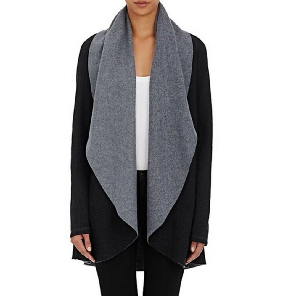 Barneys M Cardigan Grey Rapu Fleece Plush Open Cas